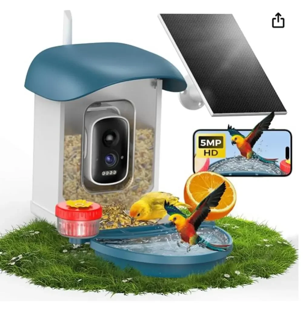 Loatos Solar-Powered Smart Bird Feeder with 5MP Camera New Boxed